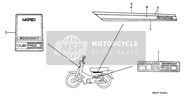 87121GB4680, Stripe, R. Frame Body, Honda, 0